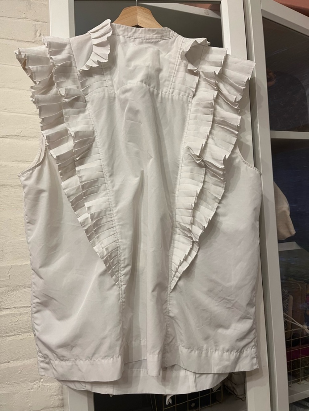 Maeve Sleeveless Ruffle Front Women's Top - White - Picture 2 of 2